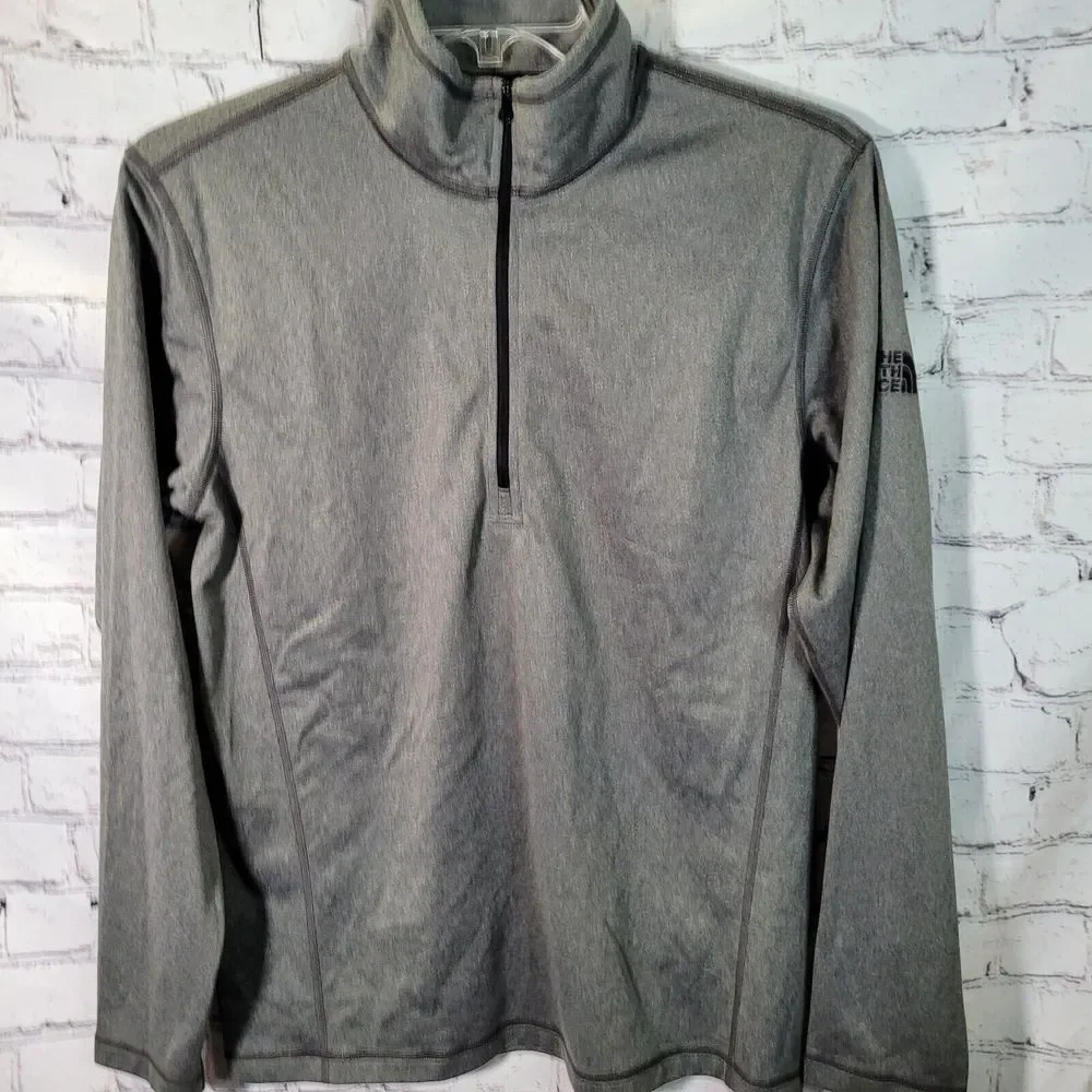 The North Face, Gray 1/4 Zip Pullover, Sheep‎ Logo on Back, Size M